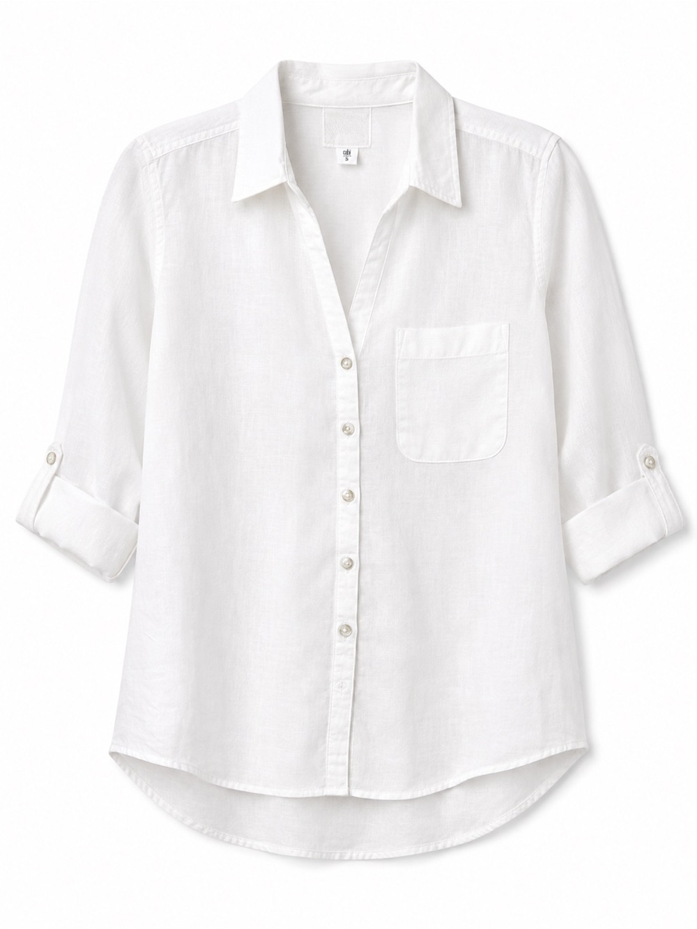 Sigrid Olsen White Linen Button Front Shirt Blouse S